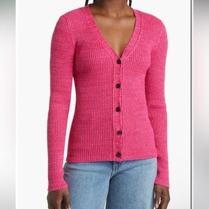 Rails Beau Button-Up Women's Sweater Cardigan Heather Magenta Pink S